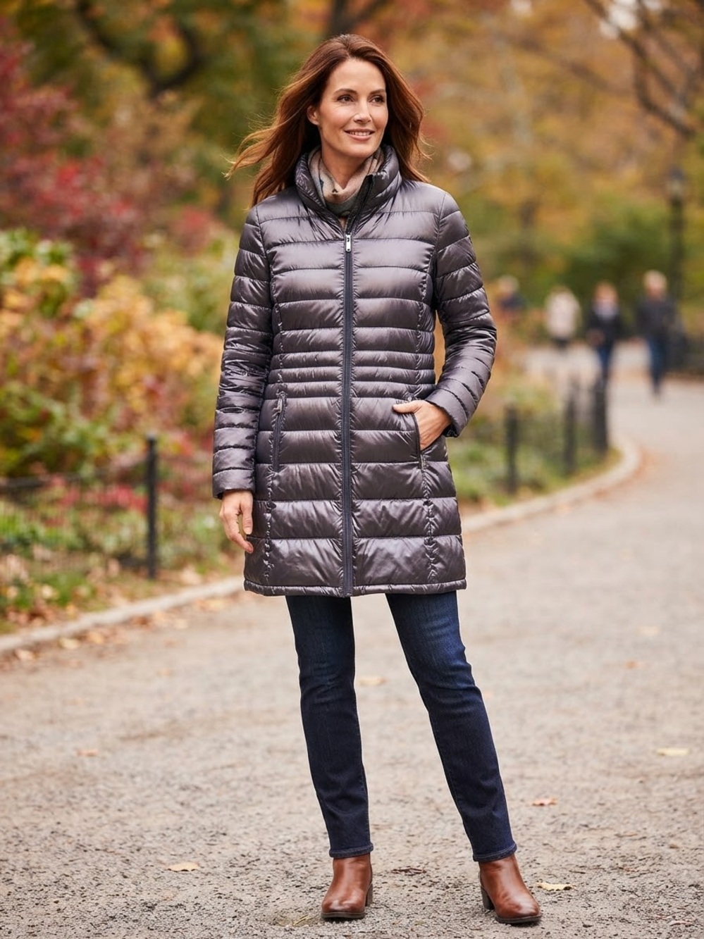 Andrew Marc Winter Iridescent Black Long Packable Premium Down Puffer Coat
